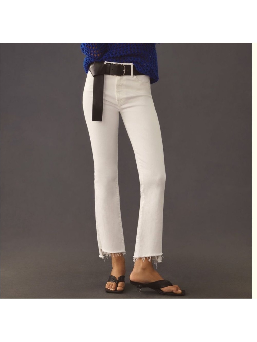 MOTHER 1157-753 The Insider Crop Step Fray Jeans Cream Puffs Size 32